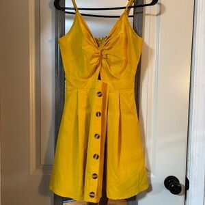 Yellow Zaful keyhole detail dress